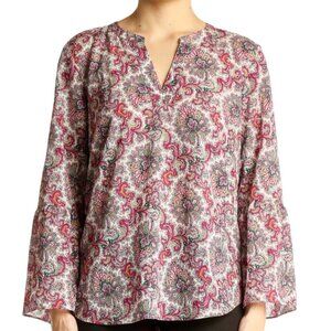J.Crew Paisley, Bell Sleeve, Top, Blouse, L